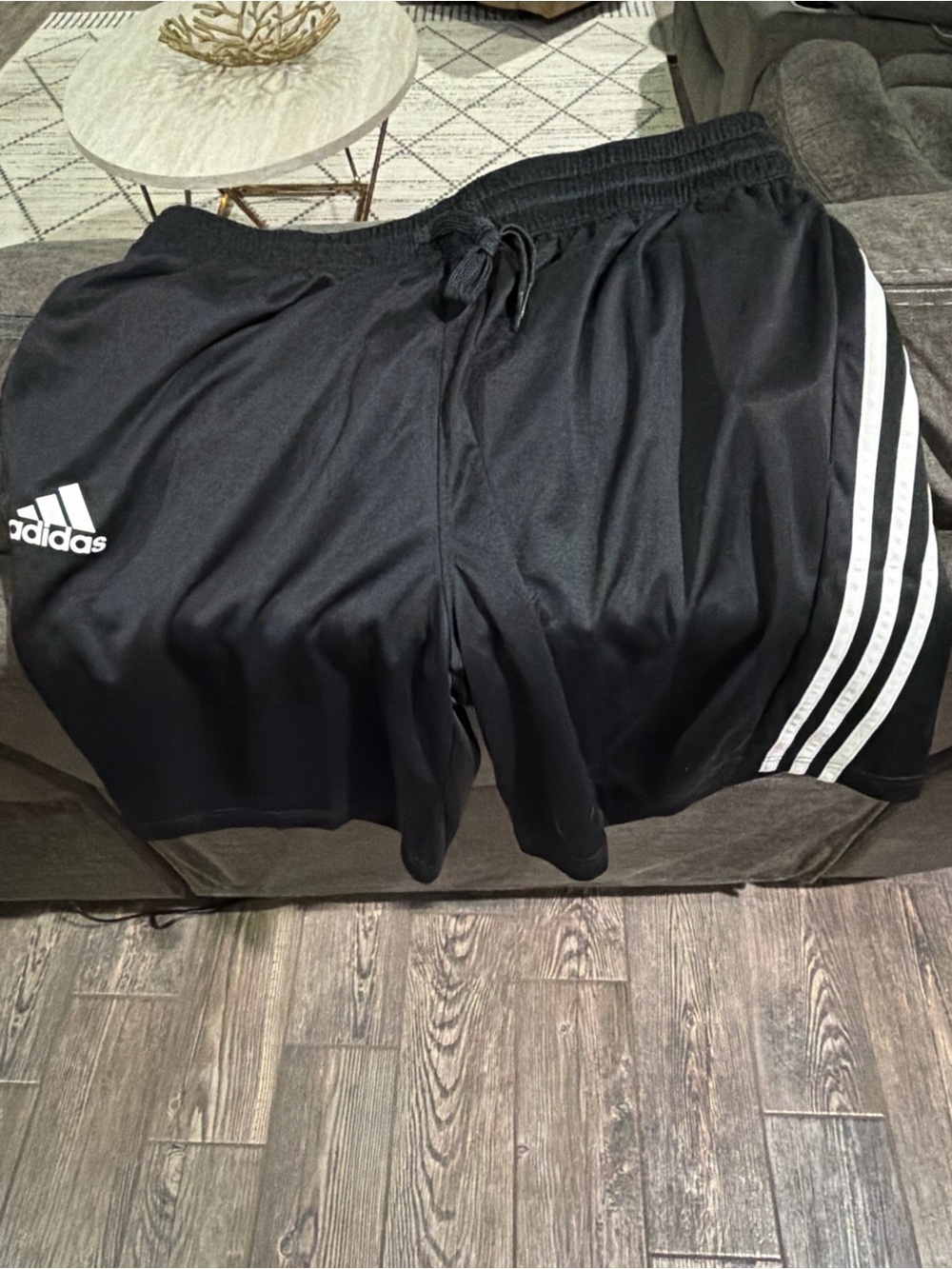 adidas Black Athletic Shorts with White Three-Stripes